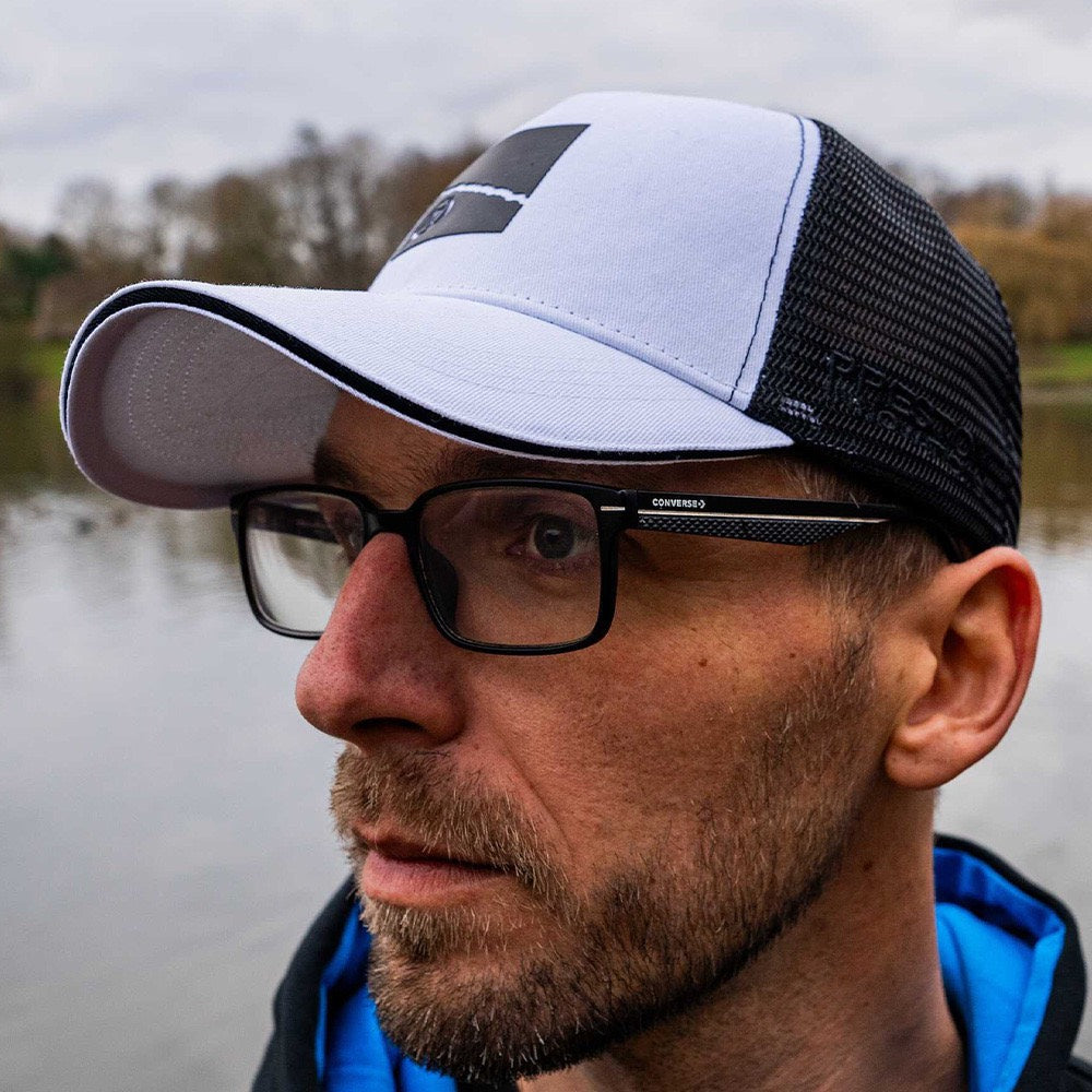 Preston Innovations Black Mesh White Cap detail 2