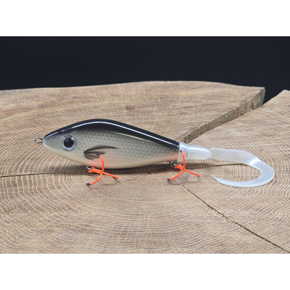 One 100Plus Lures Sting 10cm 48g Black Roach BKK UV Hooks