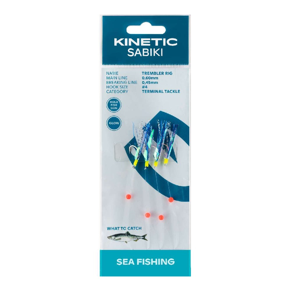 Kinetic Sabiki Trembler Holo Fish Skin Blue Flash