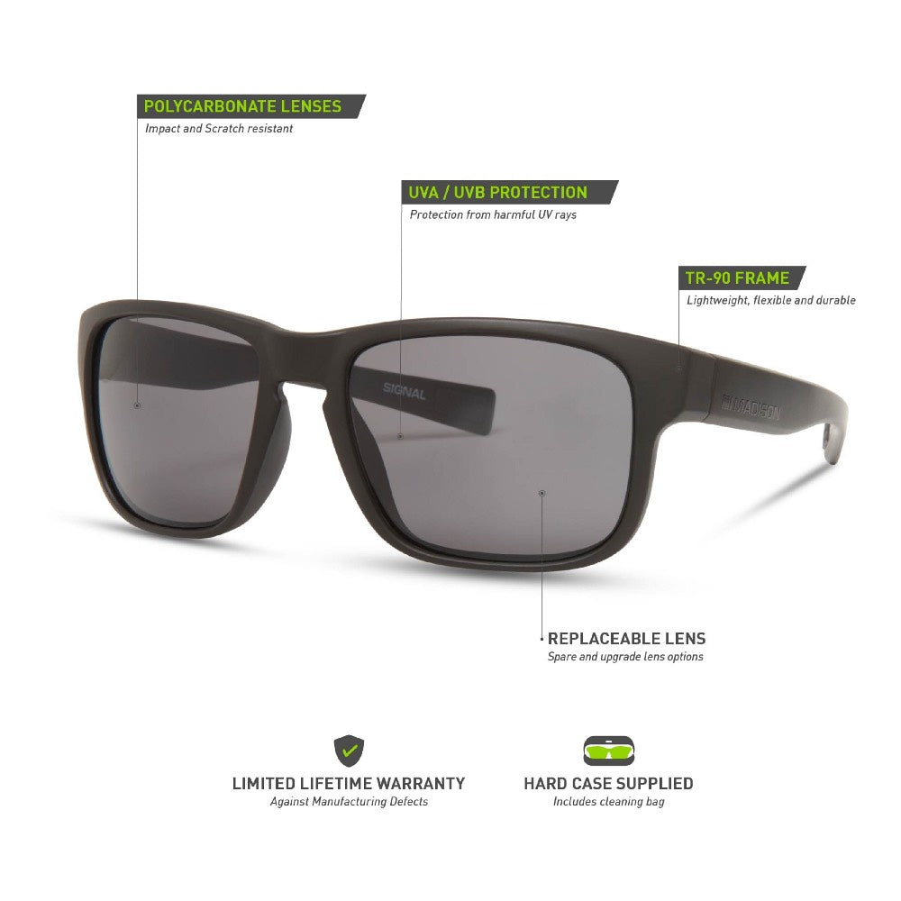 Madison Signal Matt Black Sunglasses Black Mirror Lens