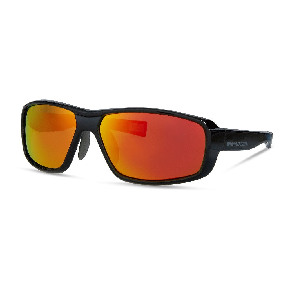 Madison Target Gloss Black Sunglasses Fire Mirror Lens