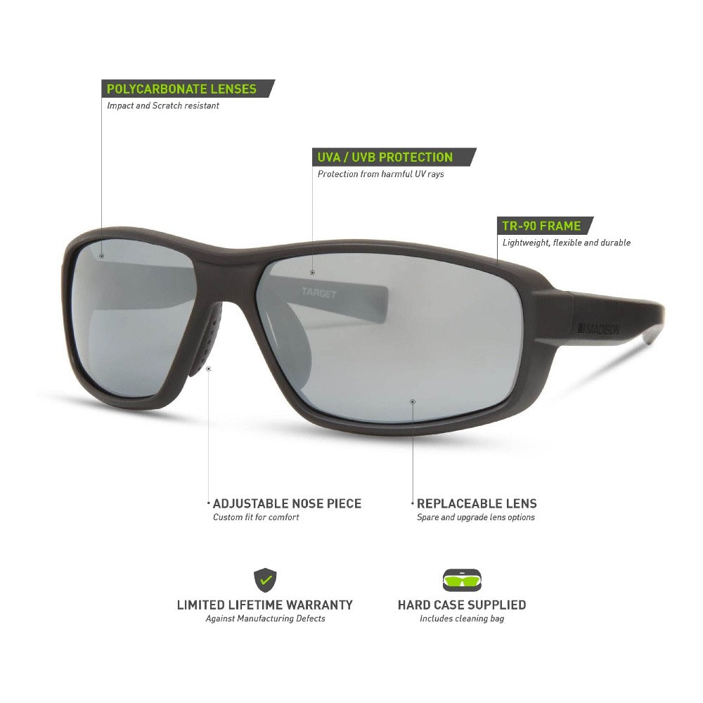 Madison Target Matt Black Sunglasses 3 Polarised Lens Pack