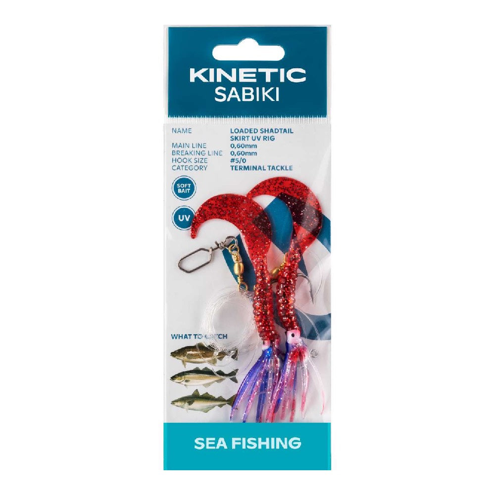 Kinetic Sabiki Loaded Shadtail Skirt UV Red Glitter