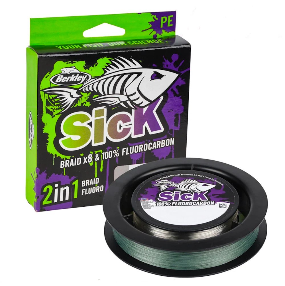 Berkley Sick Braid x8 150m & 100% Fluorocarbon Low Vis Green 2 in 1