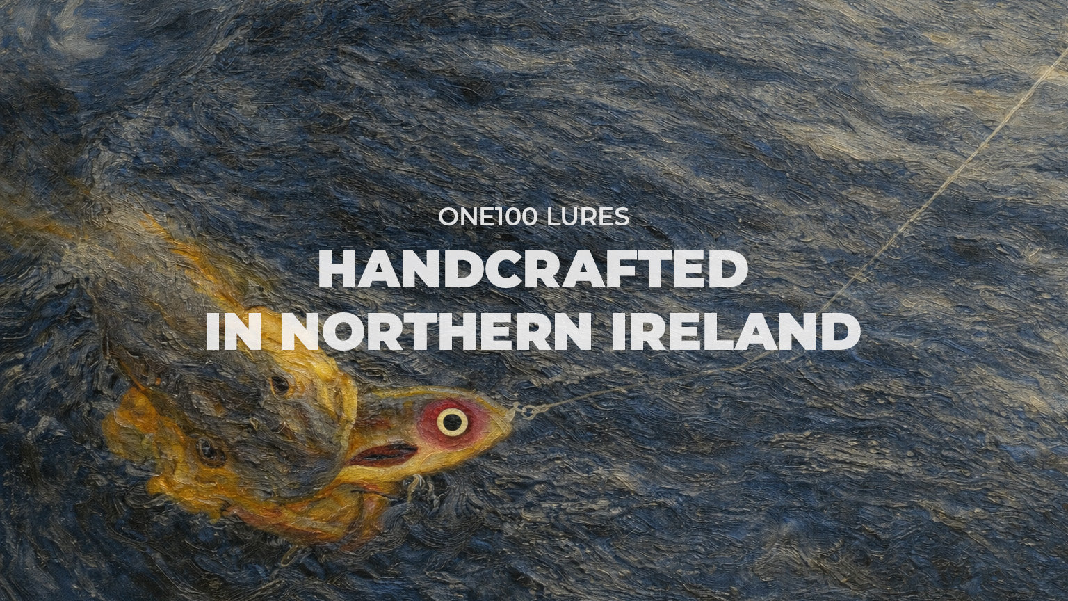 Handcrafted pike lure swimming underwater, made in Northern Ireland
