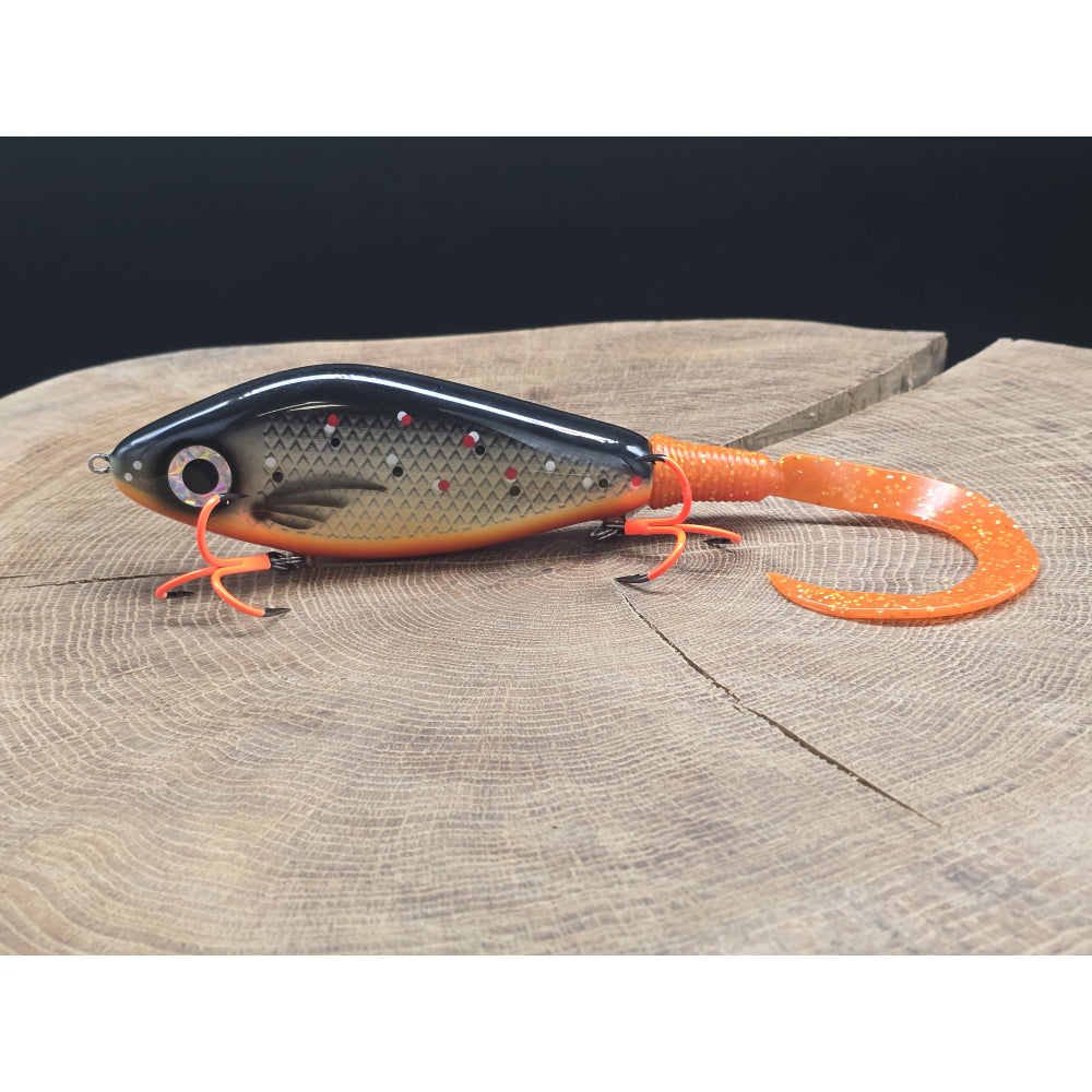 One 100Plus Lures Sting 13.5cm 125g Orange Trout BKK UV Hooks
